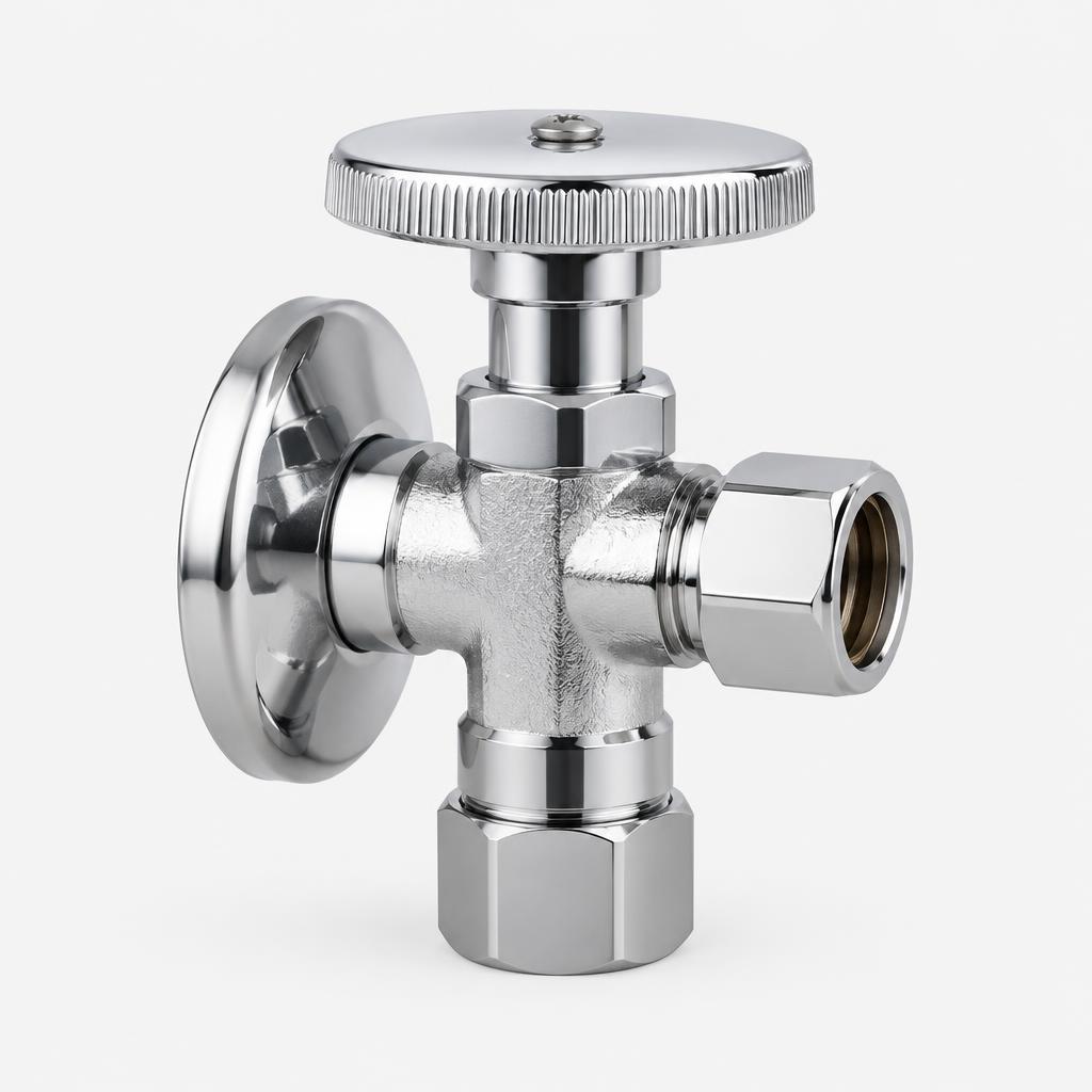 Brass angle stop valve — illustrative product image