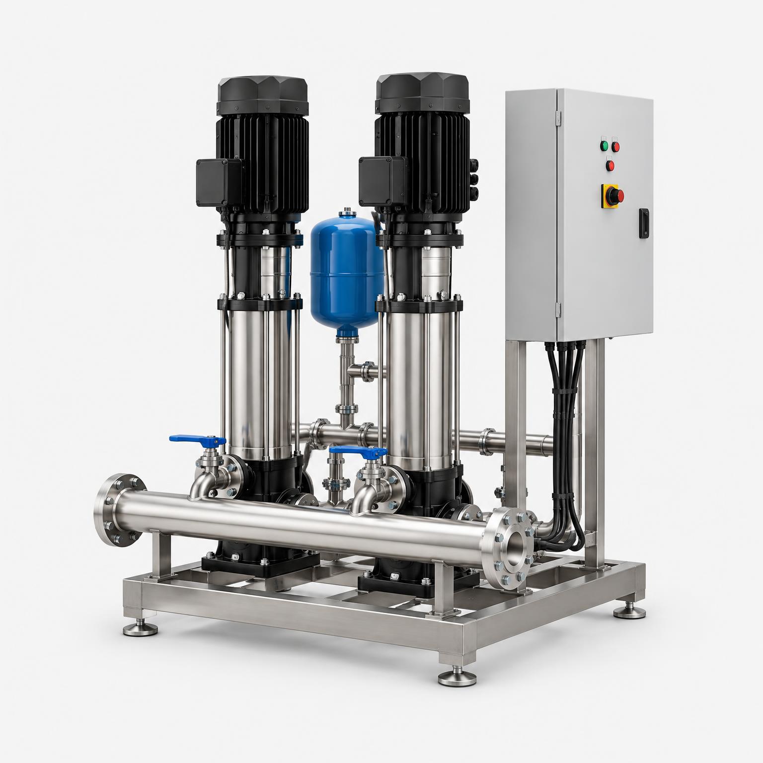 Twin booster pump package — illustrative product image