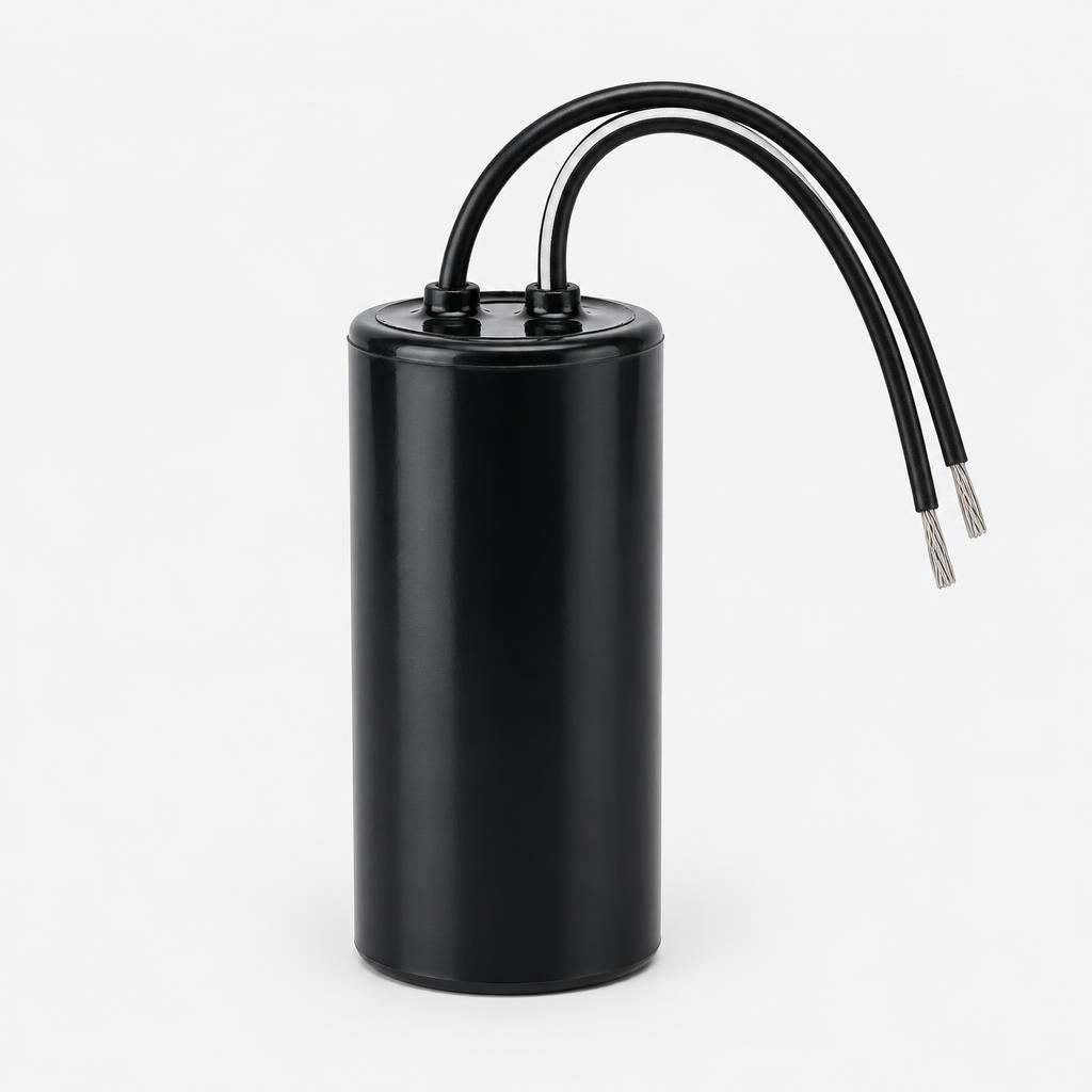 Single-phase pump motor capacitor — illustrative product image