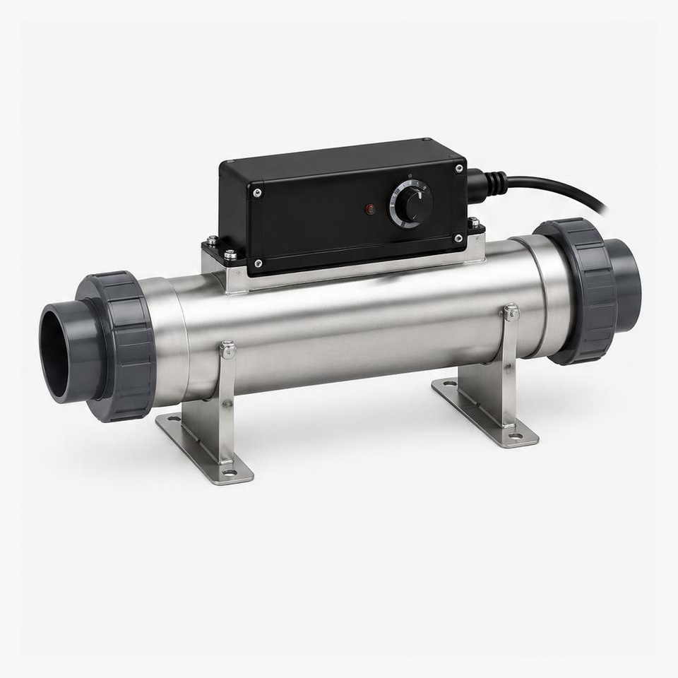 Electric inline pool heater — illustrative product image