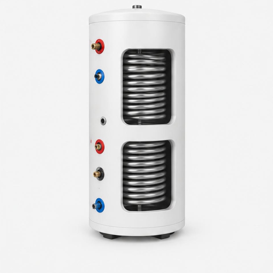 Hot-water tank double-coil cylinder — illustrative product image