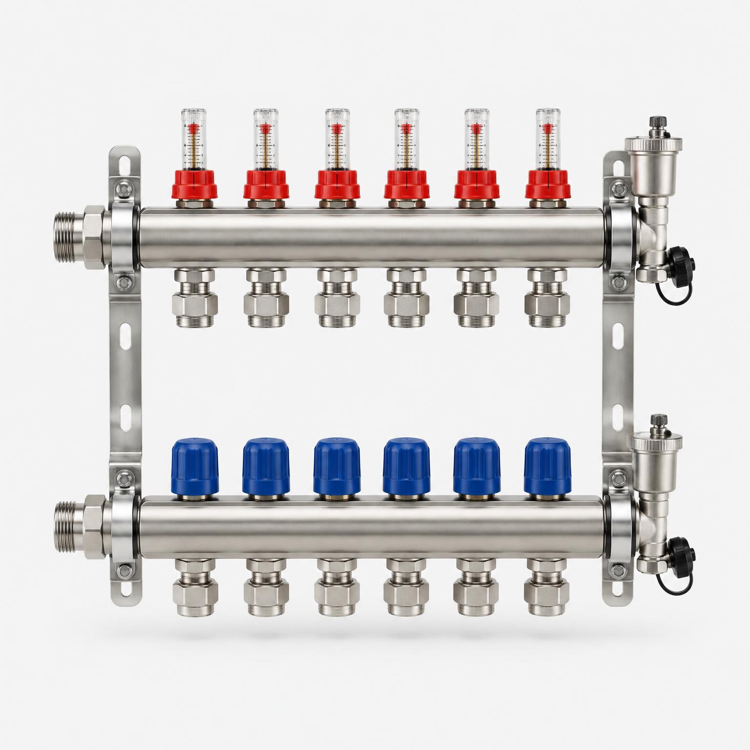 Hydronic heating manifold 2 circuits — illustrative product image