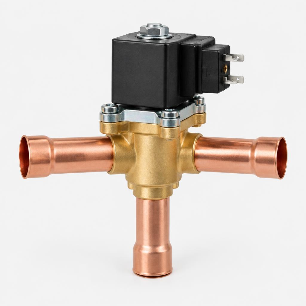 4-way refrigerant reversing valve — illustrative product image