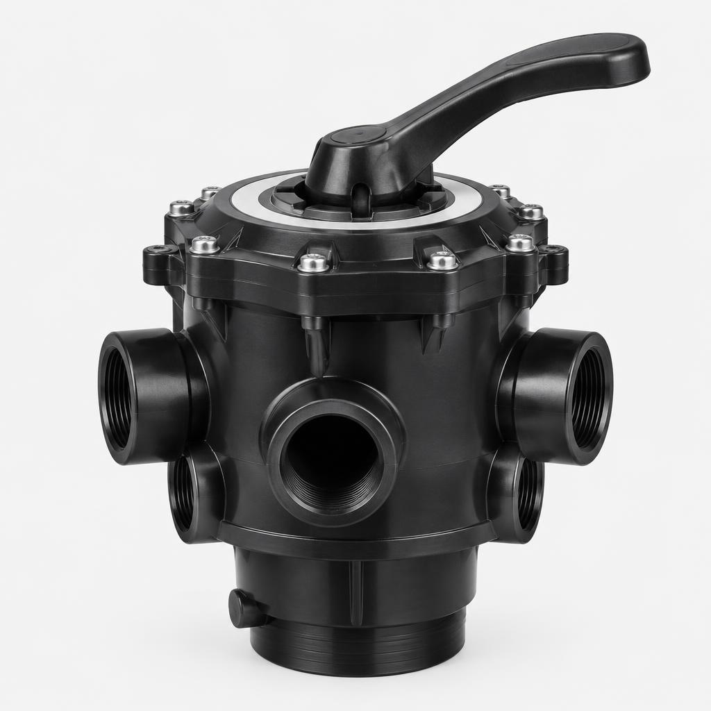 6-way top-mount multiport valve — illustrative product image