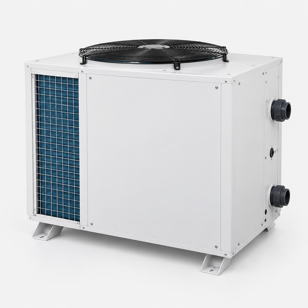 Commercial pool heat pump package — illustrative product image