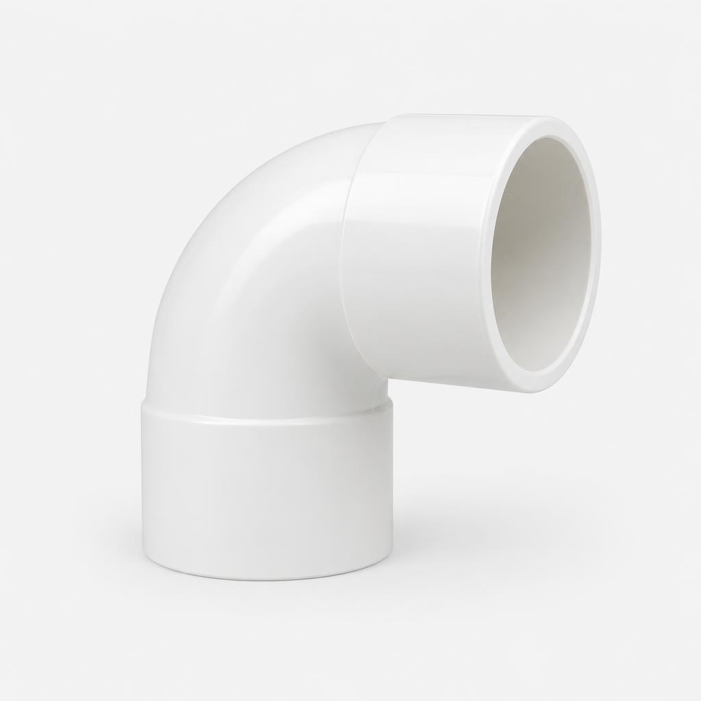 PVC 90-degree pressure elbow — illustrative product image