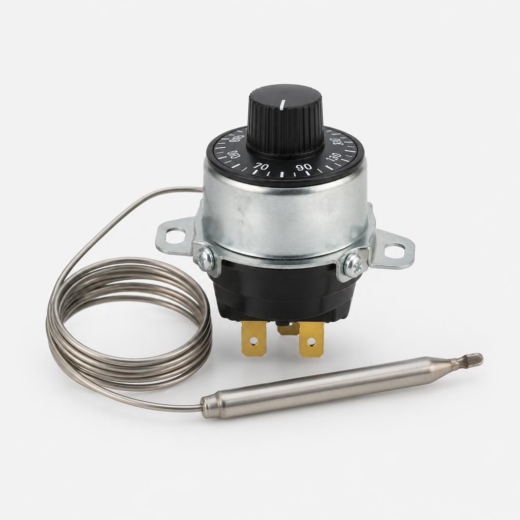 Overheat safety thermostat / cutout — illustrative product image