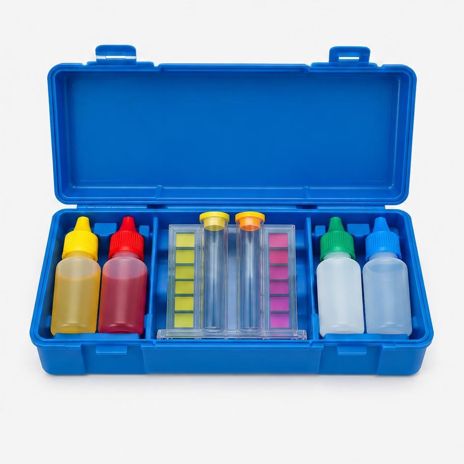 Pool chlorine / pH water test kit — illustrative product image