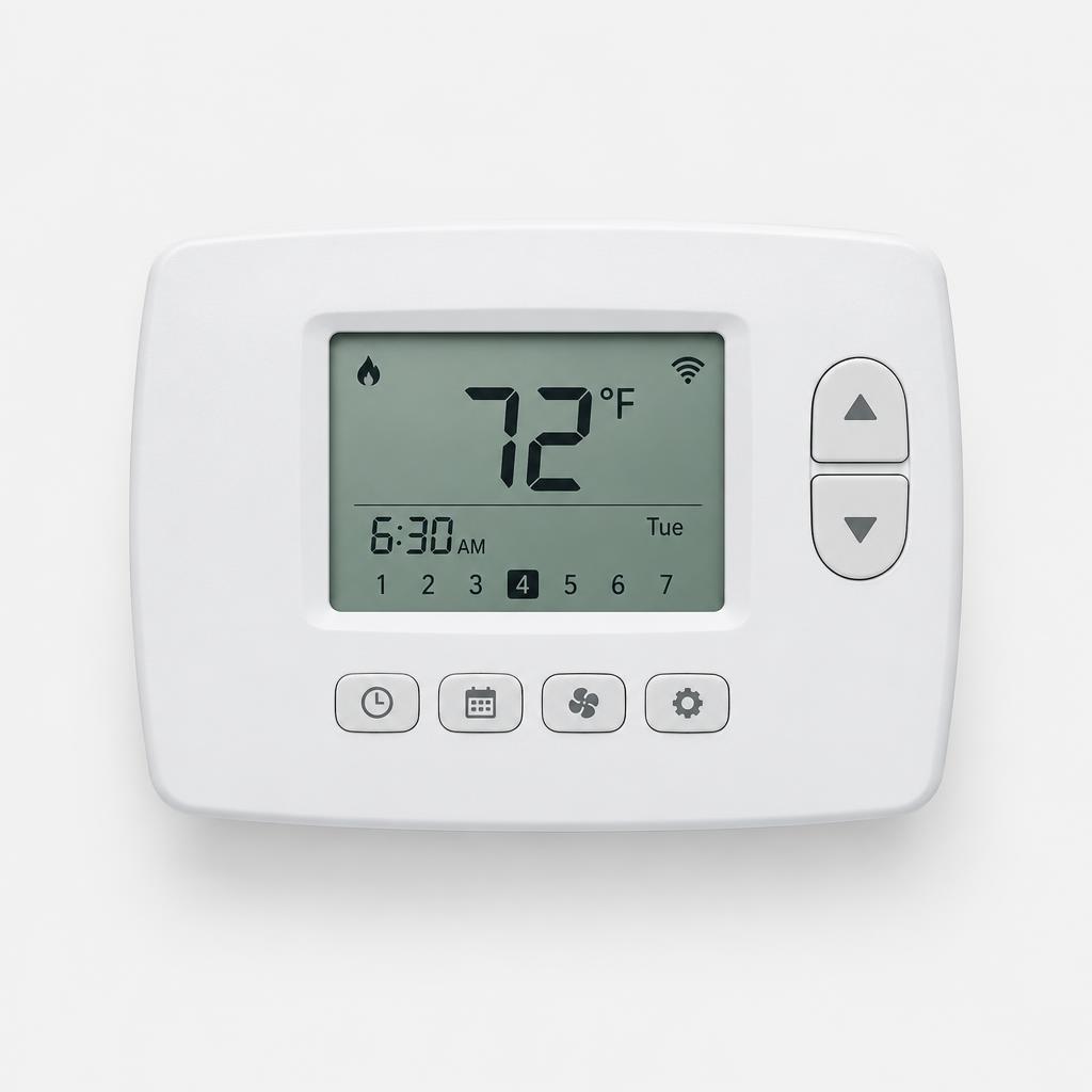 Programmable room thermostat — illustrative product image