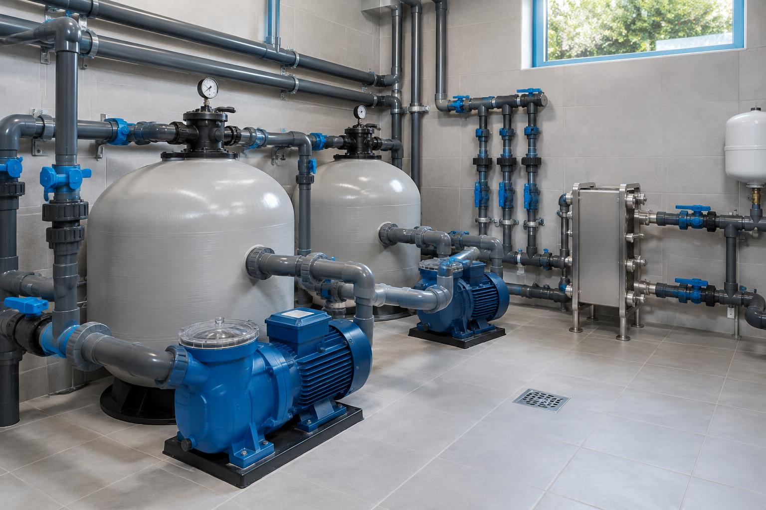 Pool heating & filtration — illustrative system application